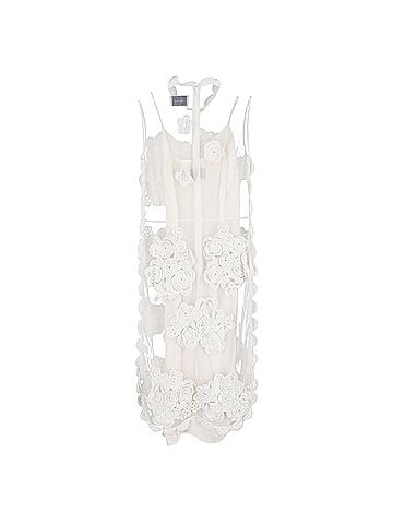 Simone Rocha  Simone Rocha Floral-Applique Mesh Midi Dress in White Polyester  (view 2)