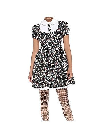 Thorn & Fable Black Cottage Critters Print Collar Dress Casual Dress (view 1)