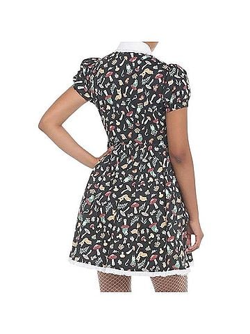 Thorn & Fable Black Cottage Critters Print Collar Dress Casual Dress (view 2)