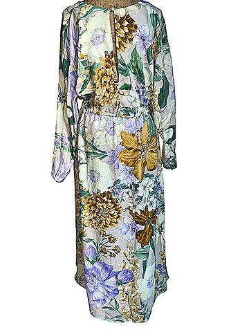 ASOS Crème Floral Satin Oversized Maxi with Drawstrings Casual Dress (view 2)