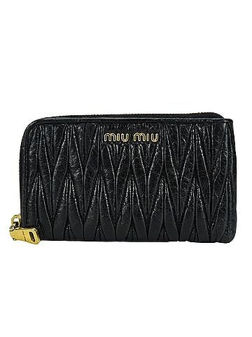 Miu Miu Miu Miu Miu Wallet/Coin Case, Matelassé Leather, Black with Gold Hardware, Pouch, Women's MIUMIU (view 2)