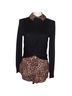 Veronica Beard 100% Merino 54% Viscose 46% Rayon Animal Print Black Tan Wool Pullover Sweater Size XS - photo 1