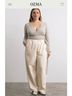 OZMA 100% Cotton Ivory Casual Pants Size M - photo 5