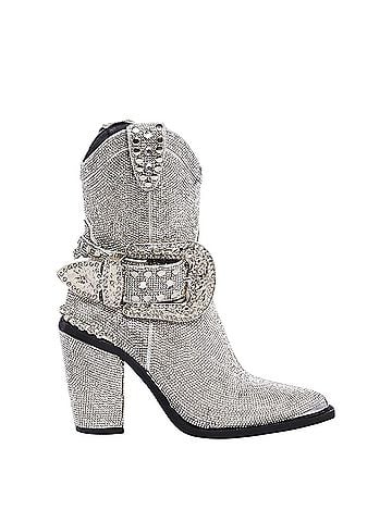 Dolls Kill Sharp Sheriff Shine Silver Boots (view 1)