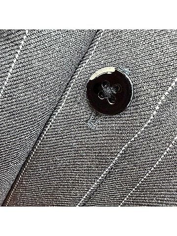 Totême  Totême Pinstriped Button-Down Shirt in Grey Wool (view 2)