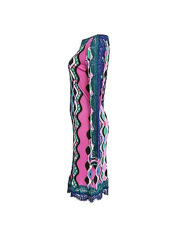 Emilio Pucci  Emilio Pucci Printed Lace-Detailed Mini Dress in Multicolor Viscose (view 2)