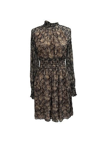 Michael Kors  Michael Kors Printed Mock Neck Mini Dress in Brown Silk (view 1)