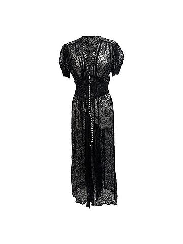 Paco Rabanne Paco Rabann Lace Button-Down Midi Dress in Black Nylon (view 1)