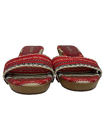 Prada Prada Patterned Wooden Mule Sandals in Multicolor Cotton (view 2)