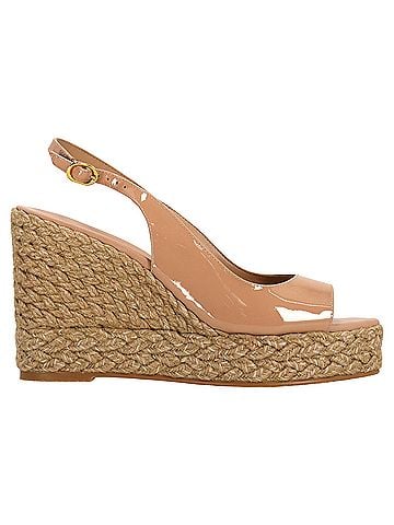 Stuart Weitzman Stuart Weitzman Island Slingback Espadrille Sandals In Beige Patent Leather (view 1)