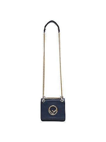 Fendi Fendi Small Kan I Shoulder Bag in Navy Blue Leather  (view 1)