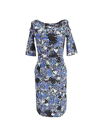 Erdem Erdem Floral Print Midi Dress in Blue Viscose (view 1)