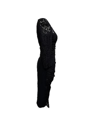 Dolce & Gabbana  Dolce & Gabbana Lace-Detailed Fitted Midi Dress in Black Viscose (view 2)