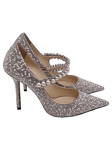 Jimmy Choo Jimmy Choo Baily 100 Crystal and Pearl Embellishmed Pumps in Silver Pearl (view 1)