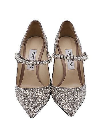 Jimmy Choo Jimmy Choo Baily 100 Crystal and Pearl Embellishmed Pumps in Silver Pearl (view 2)