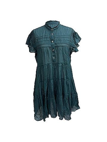 Isabel Marant Isabel Marant Etoile Lanikaye Mini Dress in Teal Cotton (view 1)