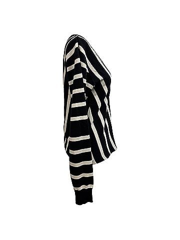 Chloé Chloé Sailor Striped V-Neck Sweater in Black and White Cotton  (view 2)