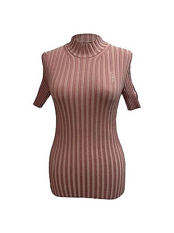 Fendi Fendi Knitted Short Sleeve Sweater in Pink Cotton (view 1)