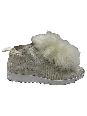 Jimmy Choo Jimmy Choo Norway Pom Pom Sneakers in White Lurex (view 1)