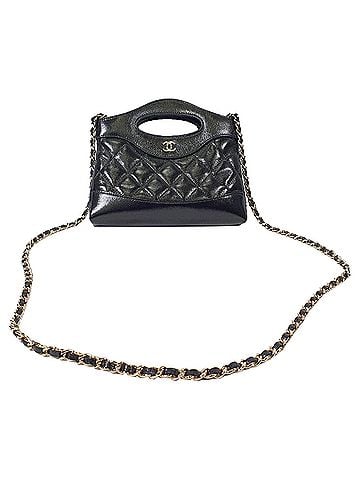 Chanel Chanel Quilted Shiny Nano 31 Shopping Bag in Black Calfskin Leather  (view 1)