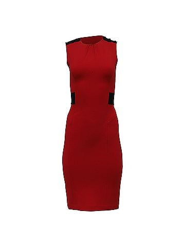 Diane von Furstenberg  Diane Von Furstenberg Sleeveless Fitted Midi Dress in Red Wool (view 1)
