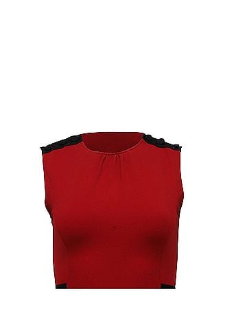 Diane von Furstenberg  Diane Von Furstenberg Sleeveless Fitted Midi Dress in Red Wool (view 2)
