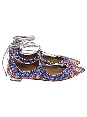 Aquazzura Aquazzura Christy USA Flag Ballet Flats in Multicolor Glitter  (view 1)