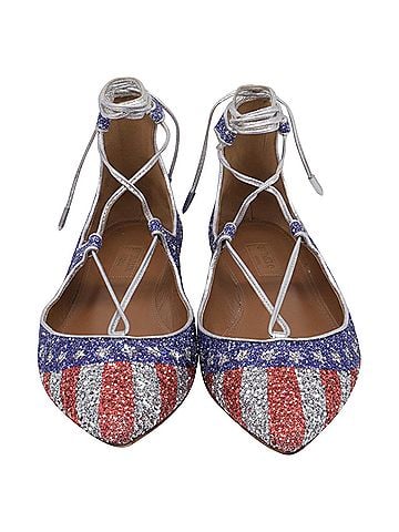 Aquazzura Aquazzura Christy USA Flag Ballet Flats in Multicolor Glitter  (view 2)