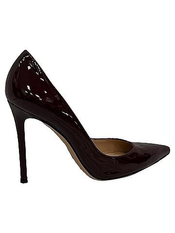 Gianvito Rossi  Gianvito Rossi Pointed Toe Pumps in Burgundy Patent Leather (view 1)