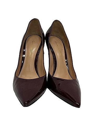 Gianvito Rossi  Gianvito Rossi Pointed Toe Pumps in Burgundy Patent Leather (view 2)