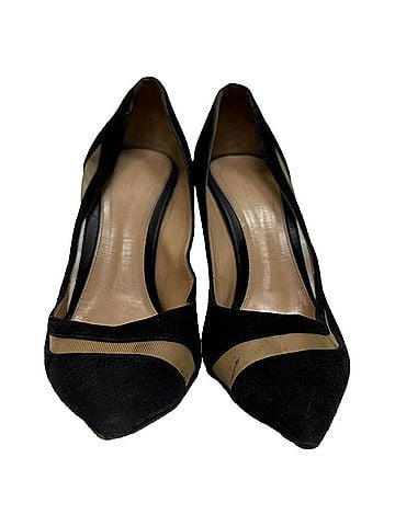 Gianvito Rossi  Gianvito Rossi Mesh Accent Pointed-Toe Pumps in Black Suede (view 2)
