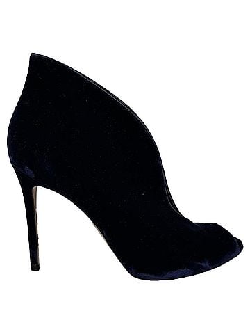 Gianvito Rossi  Gianvito Rossi Vamp Peep-Toe Ankle Boots in Nav Blue Velvet (view 1)