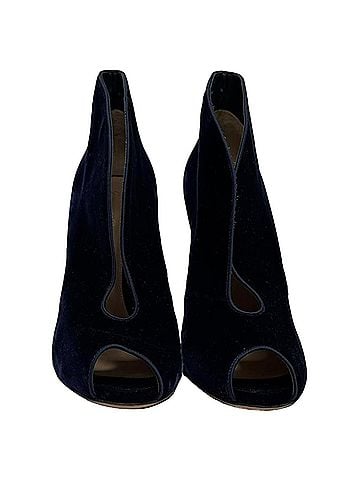 Gianvito Rossi  Gianvito Rossi Vamp Peep-Toe Ankle Boots in Nav Blue Velvet (view 2)