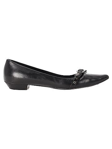 Christian Dior Dior Pointed Toe Ballet Flats in Black Leather (view 1)