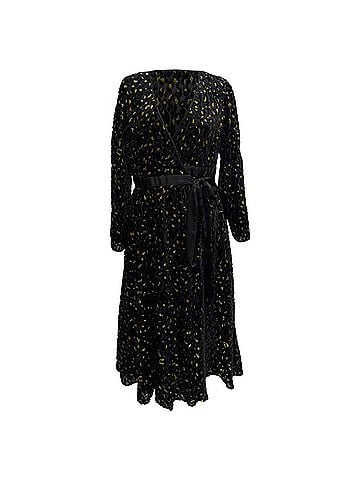 Diane von Furstenberg  Diane Von Furstenberg Leopard Textured Midi Dress in Black Viscose (view 1)
