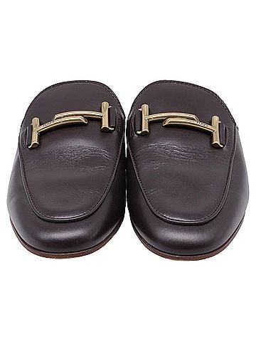 Tod's Tod's Double T Mules in Brown Leather (view 2)