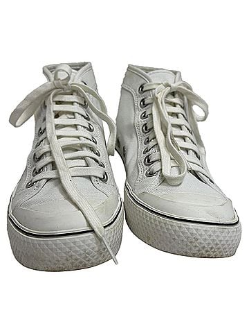 Stella McCartney Stella Mccartney Logo Accent High-Top Sneakers in White Canvas  (view 2)