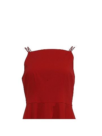 Theory  Theory Square-Neck Midi Dress in Red Cotton (view 2)