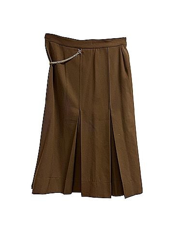 Victoria Beckham Victoria Beckham Embellished Pleated Midi Skirt in Brown Virgin Wool (view 1)