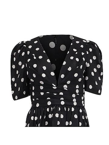 Zimmermann Zimmermann Polka-Dot Mini Dress in Black Linen (view 2)