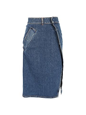 Stella McCartney Stella McCartney Midi Skirt in Light Blue Denim (view 1)
