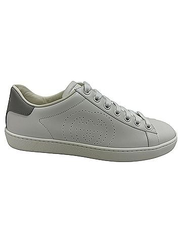 Gucci Gucci Interlocking G Perforated Ace Sneakers in White Calfskin Leather (view 1)