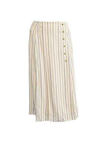 Chloé Chloé Pleated Pinstriped Midi Skirt in Cream Silk (view 1)