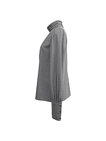 Chloé  Chloé Pleated Neckline Long Sleeve Blouse in Grey Wool (view 2)