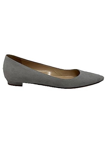 Manolo Blahnik Manolo Blahnik Pointed Toe Flats in Grey Suede  (view 1)