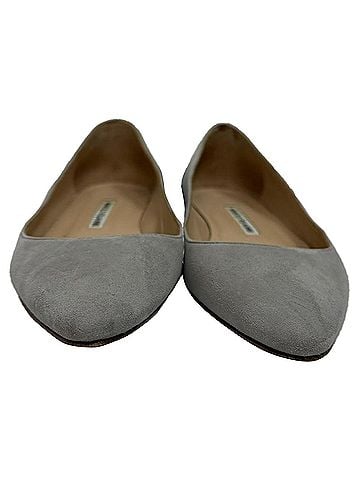 Manolo Blahnik Manolo Blahnik Pointed Toe Flats in Grey Suede  (view 2)