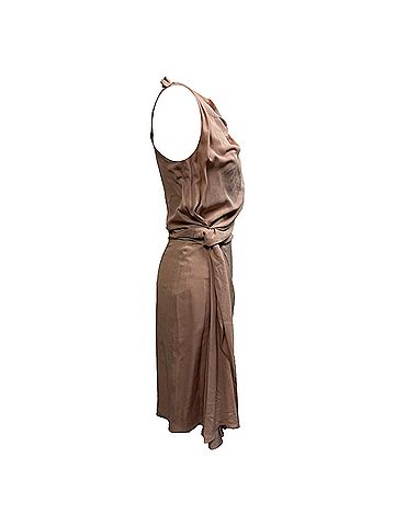 Christian Dior  Dior Side Knotted Midi Dress in Pink Silk (view 2)