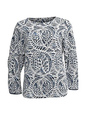 Chloé  Chloé Patterned Jacquard Sweater in Blue and White Viscose (view 1)