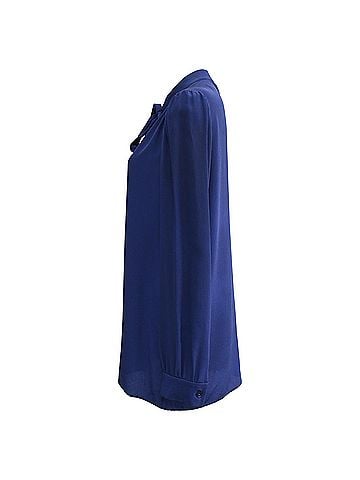 Chloé Chloé Tie-Front Long Sleeve Blouse in Blue Silk (view 2)