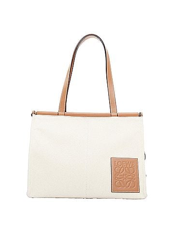 Loewe Loewe Small Cushion cream canvas brown anagram logo shoulder tote bag (view 1)